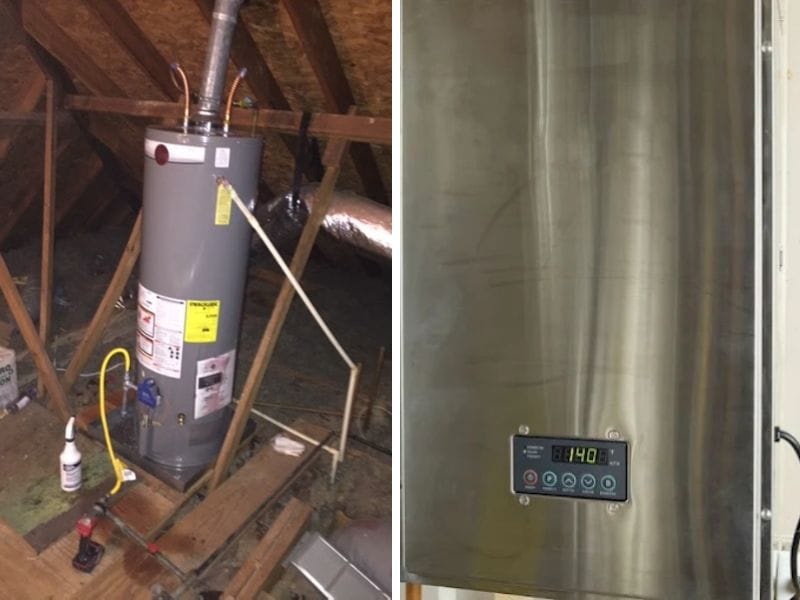 tankless water heater installed on a wall in a fort bend home